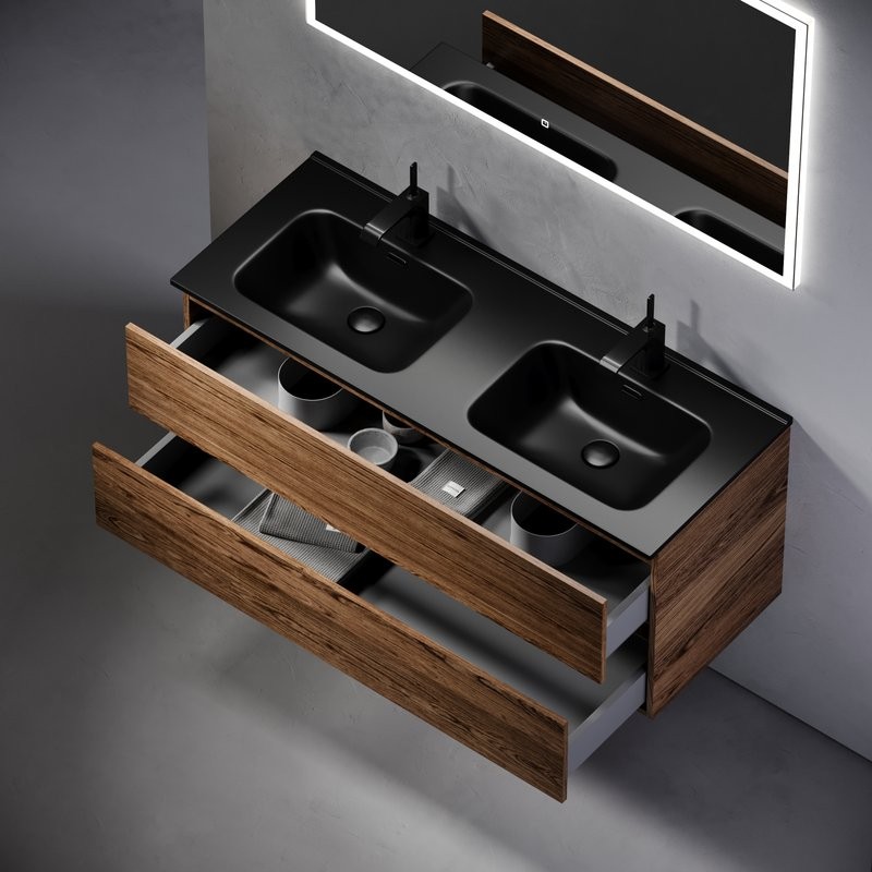 Мебель для ванной комнаты Sancos Urban 120 дуб чарльстон, двойная черная раковина CN7004MB
