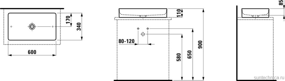 Накладная раковина Laufen Living Square 8.1143.4.000.112.1 60 белая, прямоугольная