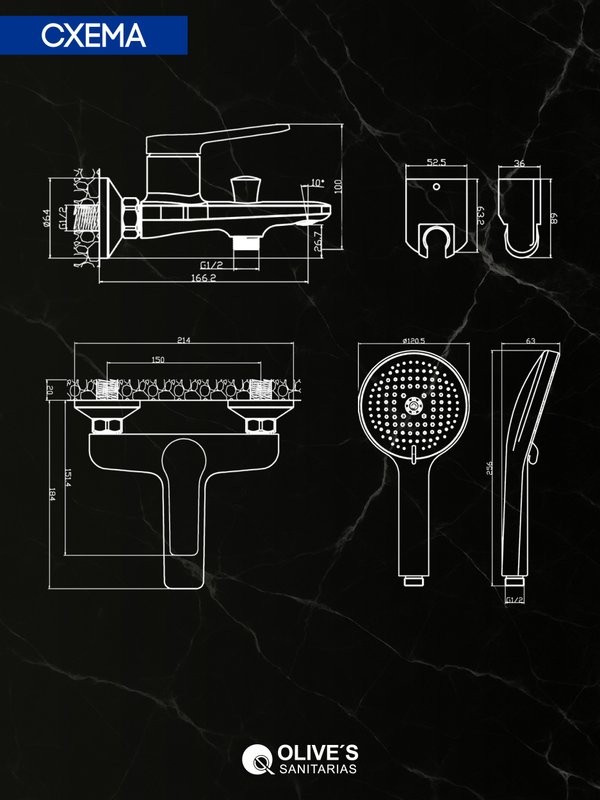 Смеситель для ванны с душем Olive'S Riva 39201RV хром