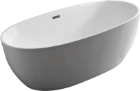 Акриловая ванна Vincea VBT-405-1700MW 170x80 см, отдельностоящая, белая матовая, овальная, с каркасом, со сливом-переливом