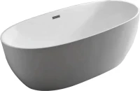 Акриловая ванна Vincea VBT-405-1700MW 170x80 см, отдельностоящая, белая матовая, овальная, с каркасом, со сливом-переливом