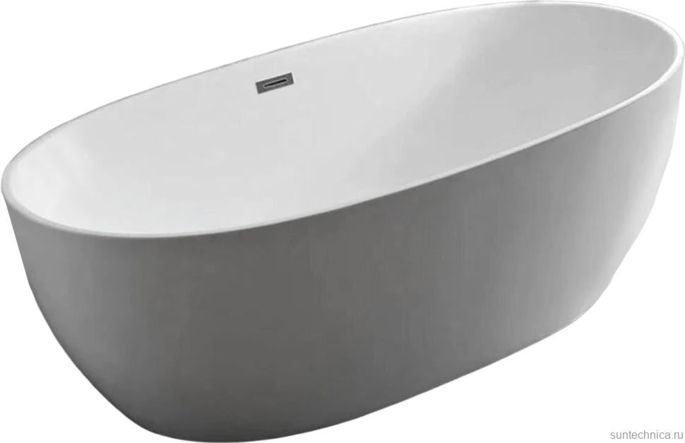 Акриловая ванна Vincea VBT-405-1700MW 170x80 см, отдельностоящая, белая матовая, овальная, с каркасом, со сливом-переливом