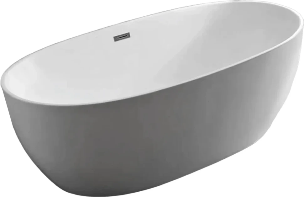 Акриловая ванна Vincea VBT-405-1700MW 170x80 см, отдельностоящая, белая матовая, овальная, с каркасом, со сливом-переливом