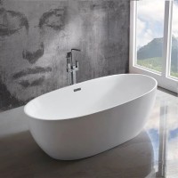 Акриловая ванна Vincea VBT-405-1700MW 170x80 см, отдельностоящая, белая матовая, овальная, с каркасом, со сливом-переливом
