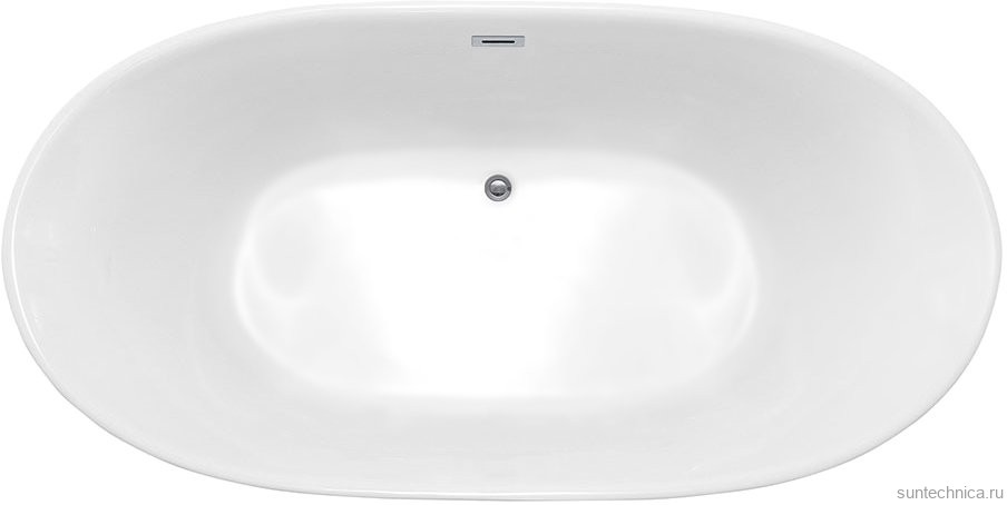 Акриловая ванна Vincea VBT-405-1700MW 170x80 см, отдельностоящая, белая матовая, овальная, с каркасом, со сливом-переливом
