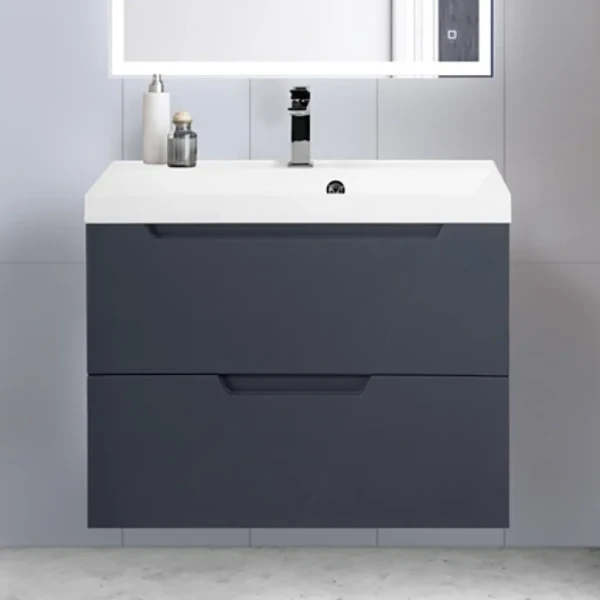 Тумба с раковиной BelBagno Vittoria 80 подвесная, grigio opaco, белая глянцевая раковина