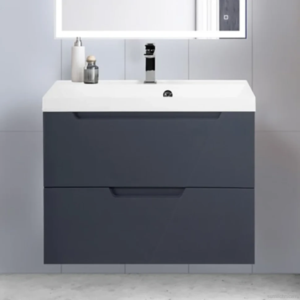 Тумба с раковиной BelBagno Vittoria 80 подвесная, grigio opaco, белая глянцевая раковина