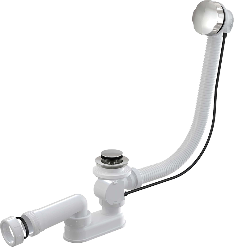 Слив-перелив для ванны AlcaPlast A55K-VE-01 52 мм, полуавтомат, хром, с сифоном