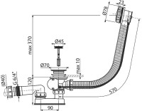 Слив-перелив для ванны AlcaPlast A55K-VE-01 52 мм, полуавтомат, хром, с сифоном