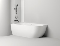 Ванна из искусственного камня Salini Sofia Corner L 170x85 см, угловая, левая, пристенная, матовая белая, асимметричная, со сливом-переливом, с донным клапаном, фурнитура белая