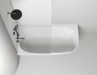 Ванна из искусственного камня Salini Sofia Corner L 170x85 см, угловая, левая, пристенная, матовая белая, асимметричная, со сливом-переливом, с донным клапаном, фурнитура белая