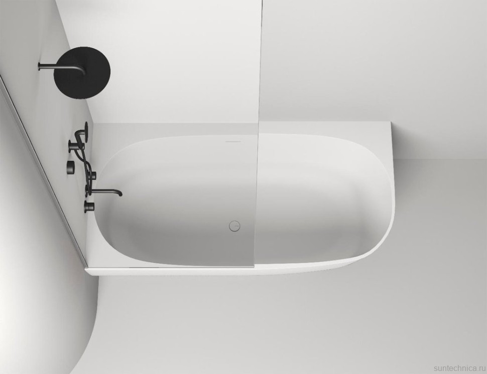 Ванна из искусственного камня Salini Sofia Corner L 170x85 см, угловая, левая, пристенная, матовая белая, асимметричная, со сливом-переливом, с донным клапаном, фурнитура белая