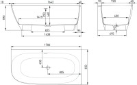 Ванна из искусственного камня Salini Sofia Corner L 170x85 см, угловая, левая, пристенная, матовая белая, асимметричная, со сливом-переливом, с донным клапаном, фурнитура белая