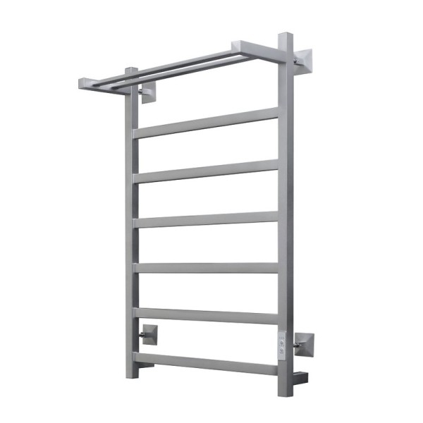 Полотенцесушитель электрический Тругор Пэк 20 кв П 80x55 см, подключение справа, слева, матовый хром, лесенка, с полкой