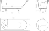 Ванна из искусственного камня Salini Ornella S-Sense 170x70 см, встраиваемая, матовая белая, на ножках