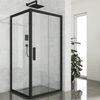 Душевой уголок Kubele DE019 S-CLN-BLMT 115х115 см, профиль матовый черный