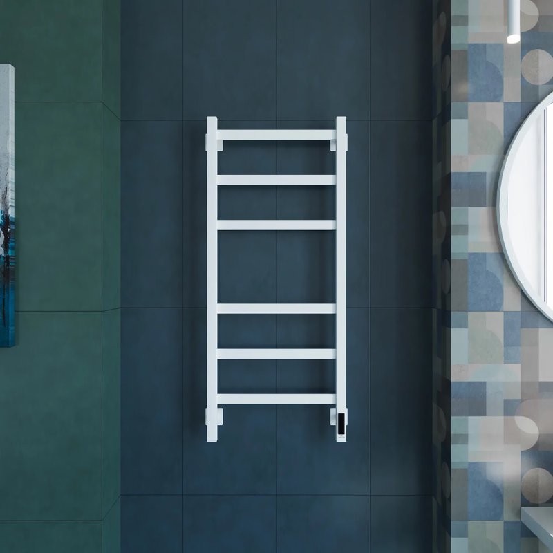 Полотенцесушитель электрический Grota Nosto 430х1000 RAL9016 EL 100x45 см, подключение справа, слева, скрытое подключение справа, матовый белый, лесенка, из стали