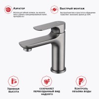 Смеситель для раковины Raglo R03.10.09, графит Смеситель для раковины Raglo R03.10.09, графит