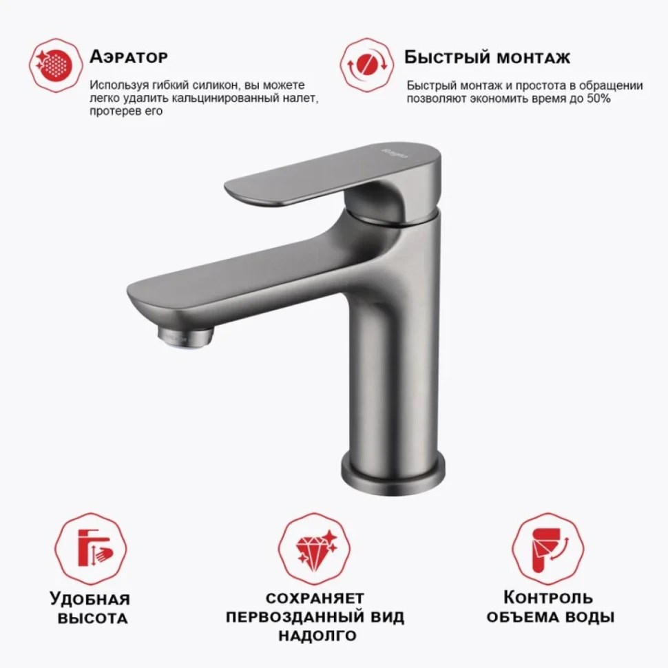 Смеситель для раковины Raglo R03.10.09, графит