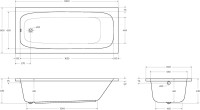 Акриловая ванна Cezares Eco 180x80 см, пристенная, белая, на ножках