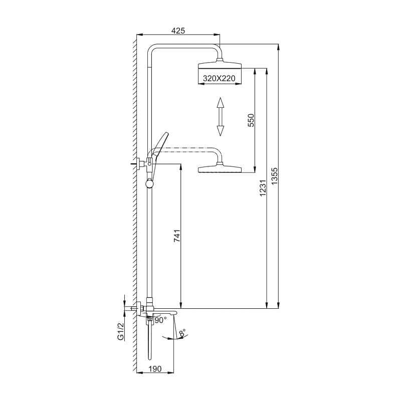 Душевая стойка Frap H84 F2484 хром