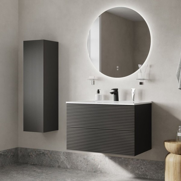 Мебель для ванной комнаты IDDIS Bild 80 подвесная, 2 ящика, темно-серая