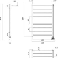 Полотенцесушитель электрический Domoterm Медея сп П8 50x80 ER, хром, R