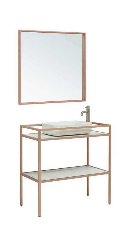 Мебель для ванной комнаты Allen Brau Liberty 90 напольная, медь браш, столешница мрамор