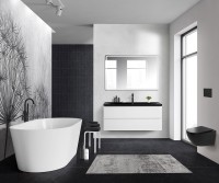 Тумба с раковиной BelBagno Albano 120 подвесная, bianco lucido, черная матовая раковина