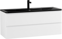 Тумба с раковиной BelBagno Albano 120 подвесная, bianco lucido, черная матовая раковина
