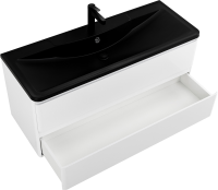 Тумба с раковиной BelBagno Albano 120 подвесная, bianco lucido, черная матовая раковина