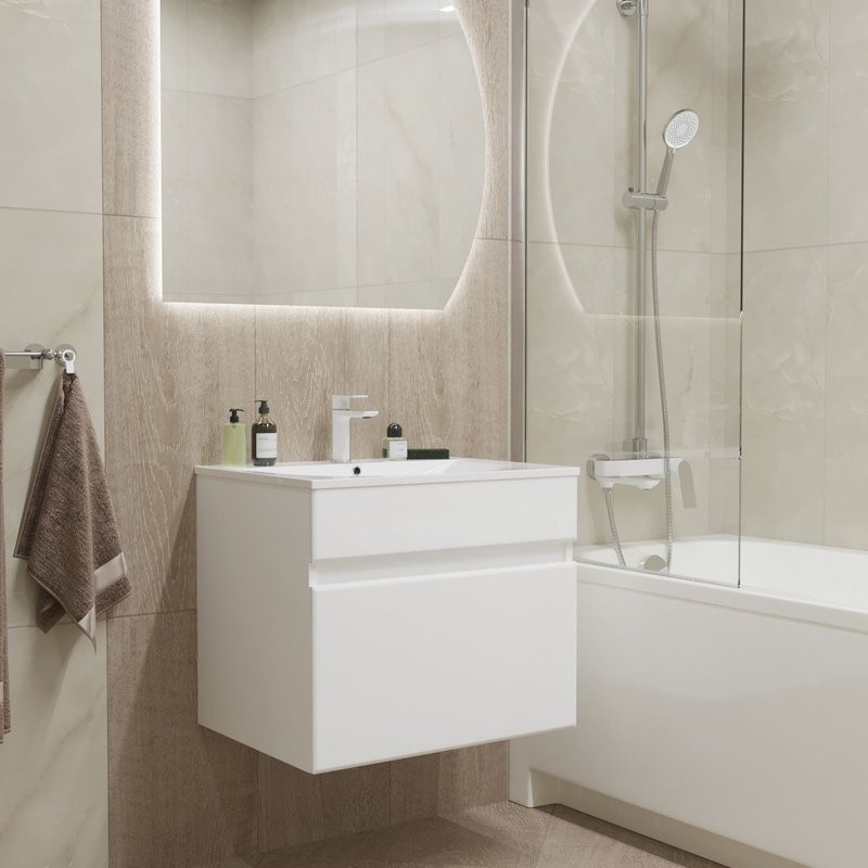 Тумба для ванной "БРИКС-60" подвесная под раковину "Breeze 60" мебельный (Sanita Luxe) (ПВХ)