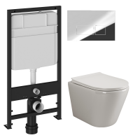 Комплект Унитаз подвесной Ceramicanova Highlight Rimless CN1804 с микролифтом, безободковый + Инсталляция EWRIKA ProLT 0026-2020 + Кнопка 0041 хром