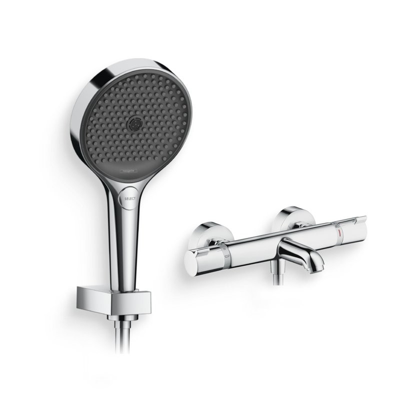 Душевой комплект Термостат Hansgrohe Ecostat Comfort 13114000 для ванны с душем, хром + Гарнитур Rainfinity 26852000