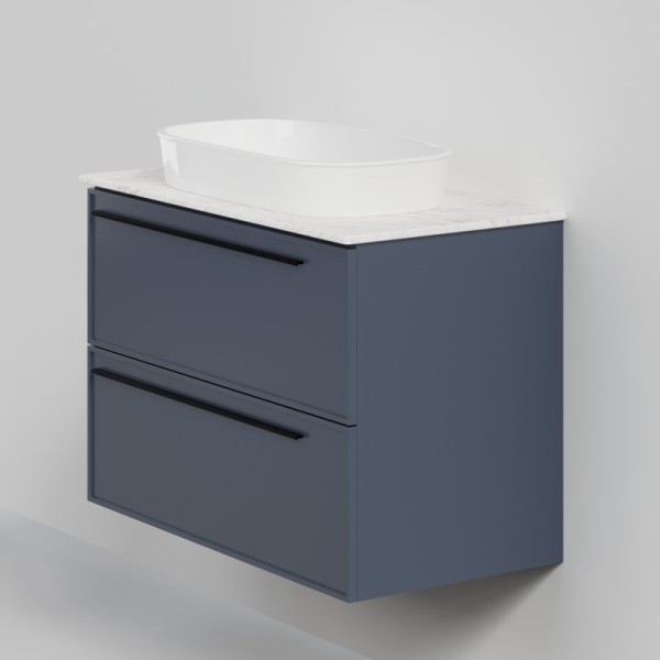 Тумба с раковиной La Fenice Elba Twin 90 подвесная, blu grigio, столешница белый мрамор, раковина белая матовая