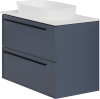 Тумба с раковиной La Fenice Elba Twin 90 подвесная, blu grigio, столешница белый мрамор, раковина белая матовая