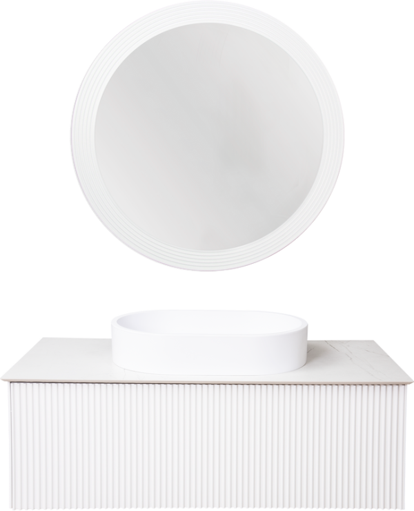 Мебель для ванной комнаты La Fenice Terra 100 белая, белая столешница, матовая раковина