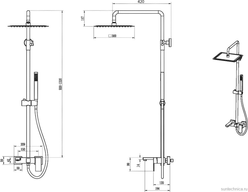 Душевая стойка Boheme Qubic 478-CB copper brushed