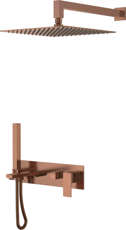 Душевой комплект Boheme Qubic 474-BRB С ВНУТРЕННЕЙ ЧАСТЬЮ, brushed bronze