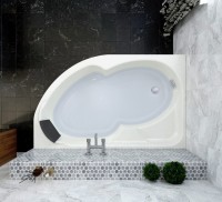 Акриловая ванна Lavinia Boho Grance Hill L 170x105 см, угловая, левая, встраиваемая, белая, асимметричная, с каркасом, с сиденьем