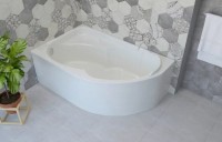 Акриловая ванна Lavinia Boho Grance Hill L 170x105 см, угловая, левая, встраиваемая, белая, асимметричная, с каркасом, с сиденьем