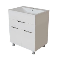 Тумба с раковиной Mixline Этьен 65 глянцевая белая, раковина Нелли 65