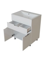 Тумба с раковиной Mixline Этьен 65 глянцевая белая, раковина Нелли 65