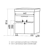 Тумба с раковиной Mixline Этьен 65 глянцевая белая, раковина Нелли 65