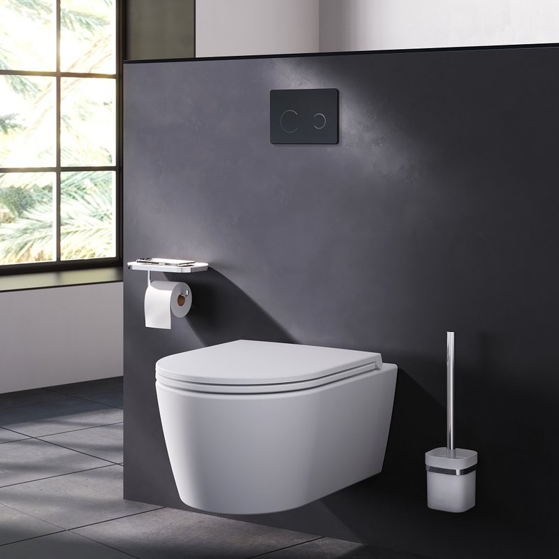 Кнопка смыва для унитаза AM.PM Touch Pro I0450B38 пластик, стекло, цвет черный глянец