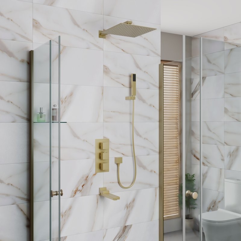 Душевой комплект D&K Bayern.Liszt DA2515607A04 С ВНУТРЕННЕЙ ЧАСТЬЮ, матовое золото