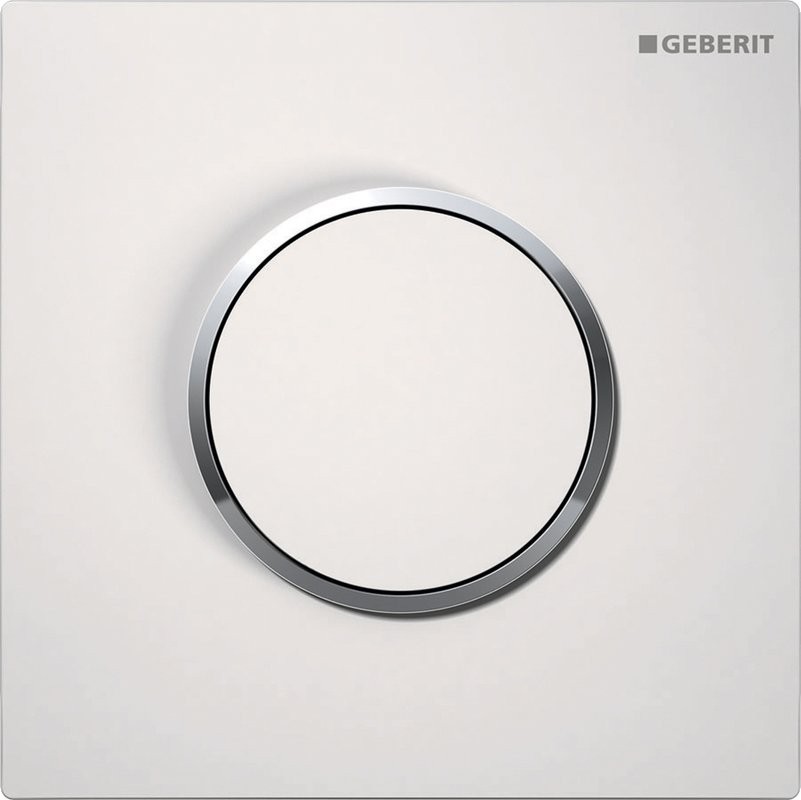 Ручной пневмопривод смыва Geberit Sigma 10 116.015.KJ.1 для писсуара, белый, кольцо глянцевый хром