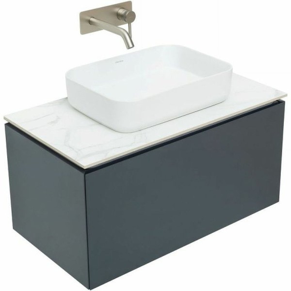 Тумба с раковиной Allen Brau Infinity 85 1+1, подвесная, антрацит матовый, столешница мрамор