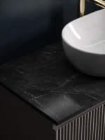 Тумба с раковиной Sancos Snob R 80 см, doha soft, столешница черный мрамор, раковина CN6019