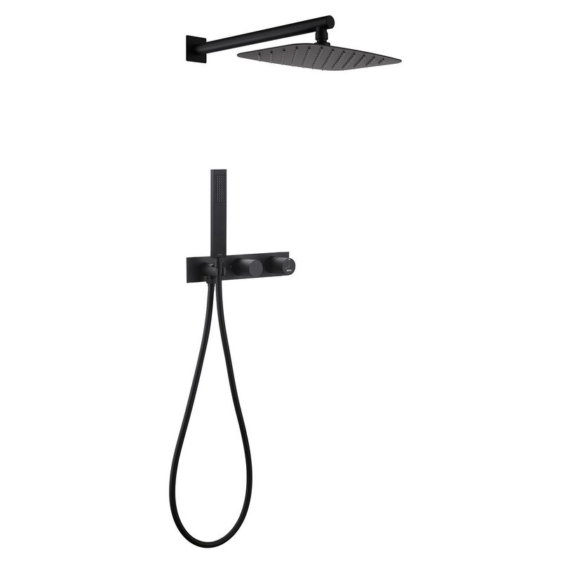 Душевой комплект Abber Rund AF8718B С ВНУТРЕННЕЙ ЧАСТЬЮ, матовый черный